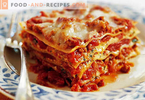 Lasagne à la maison - les bonnes recettes. Comment cuire rapidement et savourer des lasagnes à la maison.