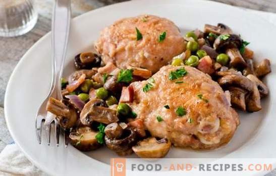 Le poulet aux champignons est la meilleure façon de préparer la viande en accompagnement. Comment faire cuire le poulet aux champignons (recette pas à pas)