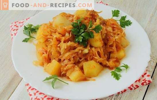 Chou cuit avec pommes de terre et viande hachée - une combinaison pour ceux qui aiment manger. Un ragoût de légumes classique pressé!
