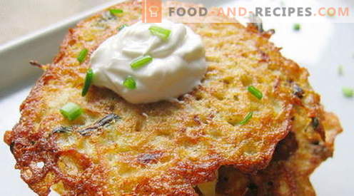 galettes de pommes de terre - les meilleures recettes. Comment cuire correctement et savoureux pancakes de pommes de terre.