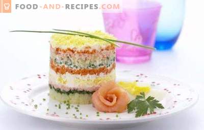 Fischsalat mit Reis - sowohl an Wochentagen als auch an Feiertagen! Fischsalate mit Reis aus Dosen, frischem, geräuchertem, gesalzenem Fisch