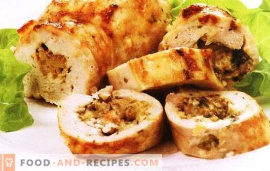 Roulés de poulet aux champignons et au fromage - vous devriez essayer. Envie de faire une surprise - préparez des rouleaux de poulet aux champignons et au fromage