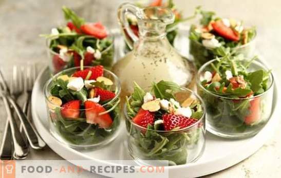 Salades de fraises, fruits, légumes, fromages, noix, champignons. Comment faire des salades de fraises saines et savoureuses?
