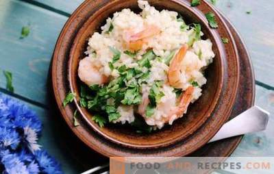 Risotto: Une recette pas à pas pour un délicieux plat de riz. Cuisson du risotto aux champignons, fruits de mer, légumineuses selon des recettes étape par étape.