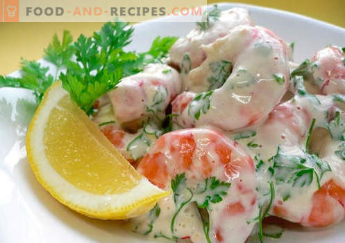 Salade de crabe aux crevettes - une sélection des meilleures recettes. Comment bien et savoureux salade de crabe cuit avec des crevettes.
