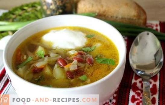 Soupe aux haricots - un plat chaud traditionnel dans une nouvelle variante. Les meilleures recettes de soupe au chou avec haricots, chou, aubergines, champignons