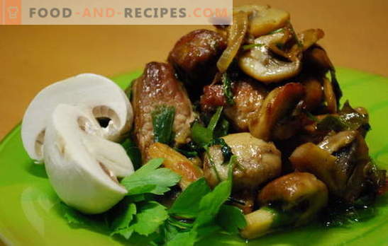 Viande aux champignons - arôme et goût. Recettes de viande aux champignons: compotes, frites, au four, dans une casserole, dans une mijoteuse