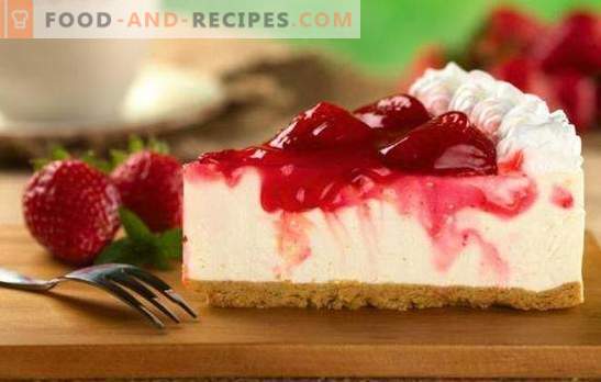Cheesecake avec des fraises - l'incarnation de la tendresse. Recettes de gâteaux au fromage blanc avec des fraises: biscuit, gelée, biscuit