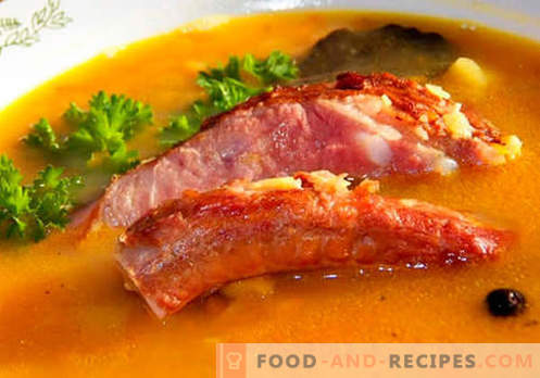Soupe au porc - les meilleures recettes. Comment bien et savoureux faire cuire la soupe dans le bouillon de porc.