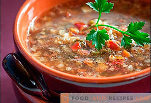 Soupe au porc - les meilleures recettes. Comment bien et savoureux faire cuire la soupe dans le bouillon de porc.