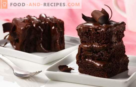 Gâteau au chocolat fait maison - un dessert séduisant! Recettes simples pour des gâteaux au chocolat avec des pâtisseries, assortis, gelée