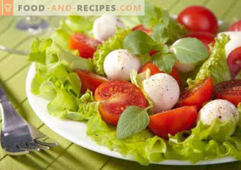 Salade aux tomates et au fromage - recettes culinaires éprouvées. Comment faire cuire une salade avec des tomates et du fromage.