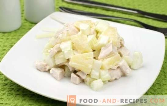 La salade à l'ananas et à la poitrine de poulet est un exotisme familier. Recettes pour cuisiner une salade à l'ananas et une poitrine de poulet