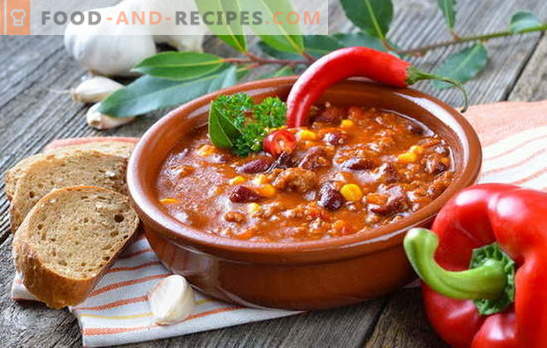 Soupe mexicaine - le dîner sera original! Recettes de différentes soupes mexicaines: avec maïs, haricots, viande hachée, poulet, riz