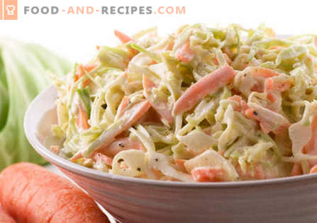 Salade de chou à la mayonnaise - les meilleures recettes. Comment bien et savoureux salade cuite avec du chou et de la mayonnaise.