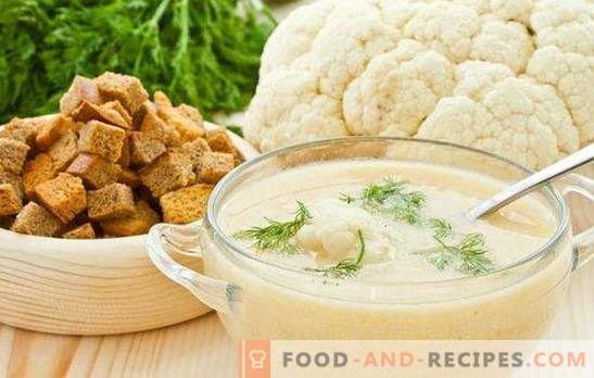 Soupe de purée de chou-fleur: diététique et tendre. Les meilleures recettes de soupe de purée de chou-fleur au fromage, viande, poisson