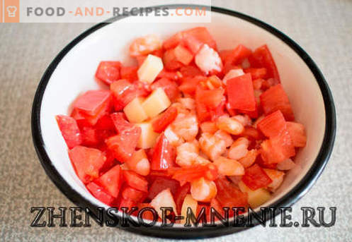 Salade aux crevettes - une recette avec des photos et une description étape par étape