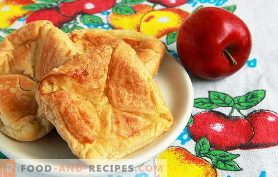 Une pâte feuilletée avec des pommes feuilletées - plus facile que vous ne le pensez. Recettes de pâte feuilletée aux pommes de pâte feuilletée: langues et enveloppes