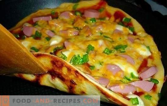 Recette de pizza dans la casserole - original! Les meilleures recettes de pizza dans une casserole de levure, de pâte liquide ou de pomme de terre
