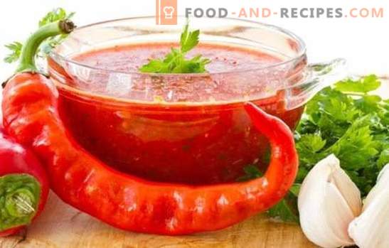 Adjika de tomates et d’ail pour l’hiver: un sujet brûlant de préparations maison. 7 meilleures recettes adjika à base de tomates et d'ail pour l'hiver