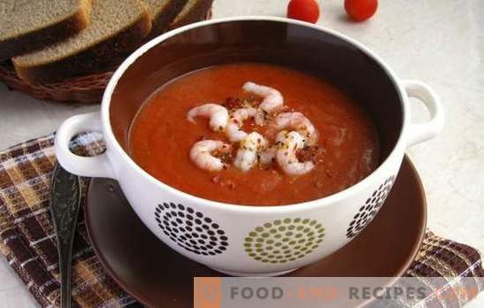Soupe de tomates aux crevettes - un délice aromatique. Les meilleures recettes pour la soupe aux tomates avec crevettes et autres fruits de mer