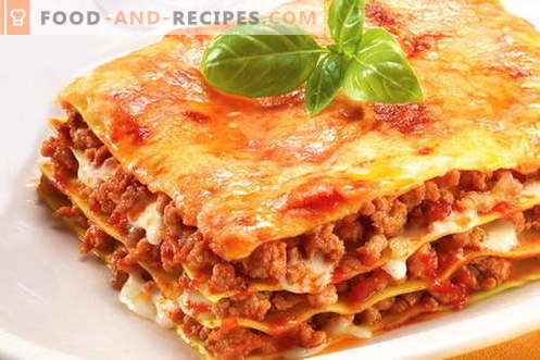 Lasagne - les meilleures recettes. Comment bien et savoureux lasagnes cuites.