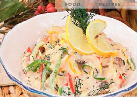 Salade aux champignons frits - les meilleures recettes. Comment cuire correctement et savourer une salade de champignons frits.