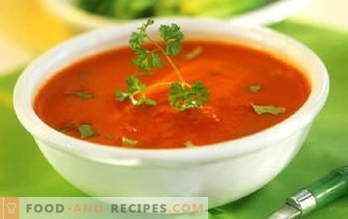 Soupes. Recettes de soupe: soupe, bortsch, soupe au fromage, soupe à l'oignon, soupe à la citrouille, soupe au kharcho, soupe aux champignons ...