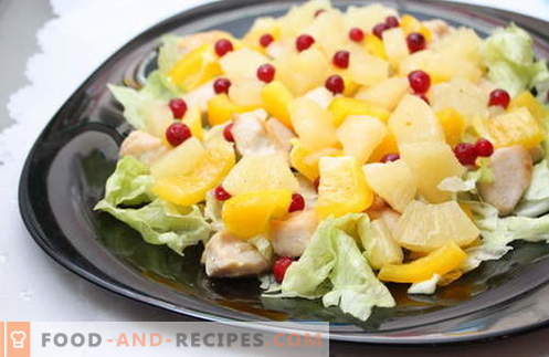 Les meilleures recettes sont les salades à l’ananas et au poulet. Comment bien et savoureux préparer une salade au poulet et à l'ananas.