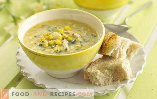 La soupe au maïs est un ingrédient de choix dans un design inhabituel. Soupes intéressantes avec du maïs en conserve