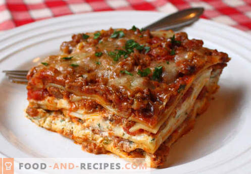 Lasagne classique - les bonnes recettes. Comment cuire rapidement et savourer des lasagnes classiques.