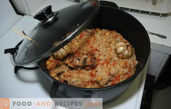 Pilaf dans la casserole - pas pire que dans un chaudron! Recettes de pilaf dans la poêle: végétarienne, avec porc, bœuf, poulet et lapin