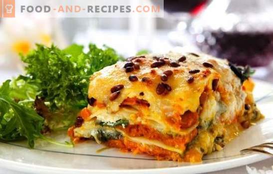 La lasagne au fromage est un autre morceau, senora! Recettes différentes lasagnes au fromage et jambon, champignons, tomates, poulet