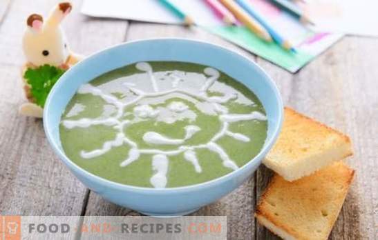 Soupe-purée pour les enfants - plats du menu de l'espace! Une sélection de différentes soupes pour les enfants avec des céréales, des légumes, de la viande