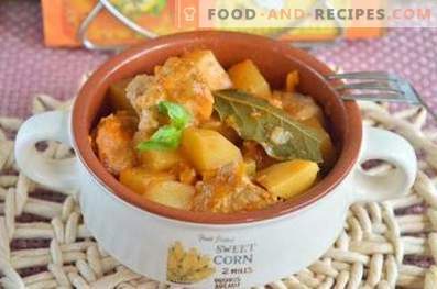 Potato stewed with pork in a slow cooker