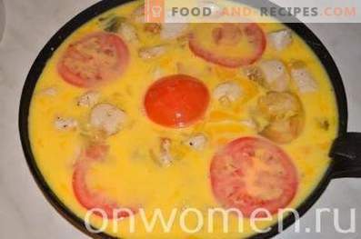 Omelette au poulet et tomates au four