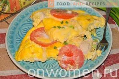 Omelette au poulet et tomates au four