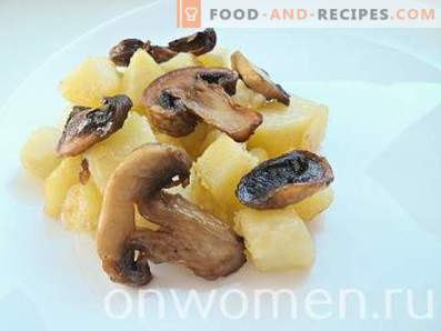 Pommes de terre frites aux champignons dans une casserole