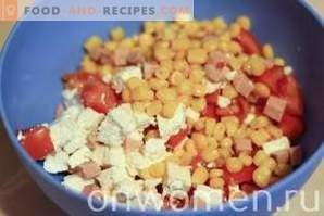 Salade au fromage, jambon et maïs