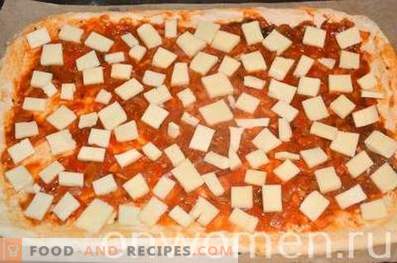Pizza à la levure avec balyk et mozzarella