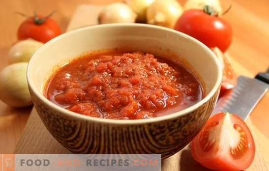 Adjika de tomates sans ail pour l’hiver: réservez, vous ne le regretterez pas! Une variété de recettes adjika de tomates sans ail pour l'hiver