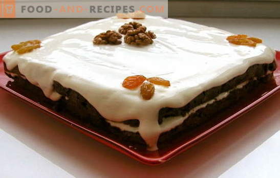 Cake aux raisins secs et aux noix: c’est très simple! Les secrets de base du gâteau éponge pour un gâteau avec des raisins secs, des noix et des graines de pavot