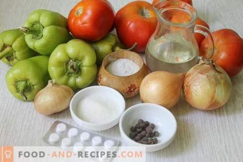 Salade pour l'hiver de poivrons et de tomates à l'aspirine - une méthode idéale de mise en conserve