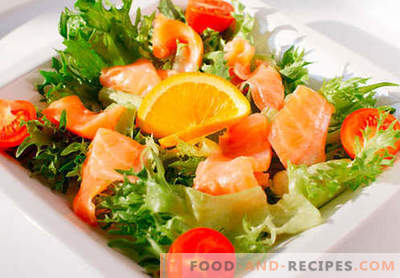 Salat mit gesalzenem Lachs - die richtigen Rezepte. Schnell und lecker gekochter Salat mit leicht gesalzenem Lachs.