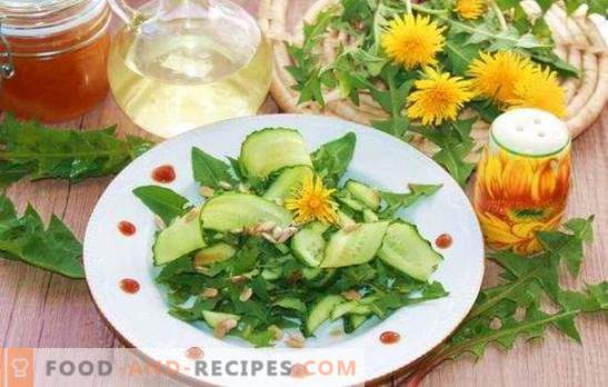 La salade de feuilles de pissenlit est presque un médicament! Variantes de salades de pissenlit avec du fromage, des légumes, des œufs, des fruits, des noix