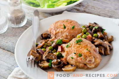 Poulet aux champignons - les meilleures recettes. Comment bien cuire le poulet aux champignons.