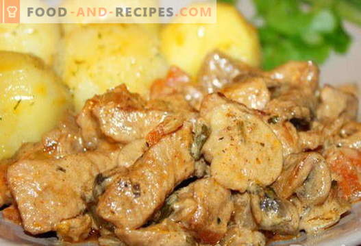 Porc aux champignons - les meilleures recettes. Comment bien et savoureux cuire le porc avec des champignons.