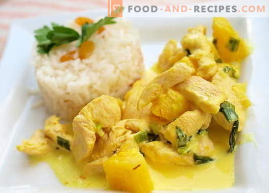 Poulet au Curry - les meilleures recettes. Comment cuire correctement et savoureux poulet au curry.