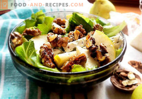 Salades à la poire - Les cinq meilleures recettes. Comment bien et savoureux salades à la poire.