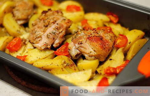 Poulet au four avec pommes de terre - les meilleures recettes. Comment cuire correctement et savoureux poulet au four avec des pommes de terre.